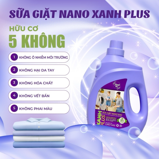 Sữa giặt nano bạc Xanh Plus 1 thùng 4 can 3,2 Lít