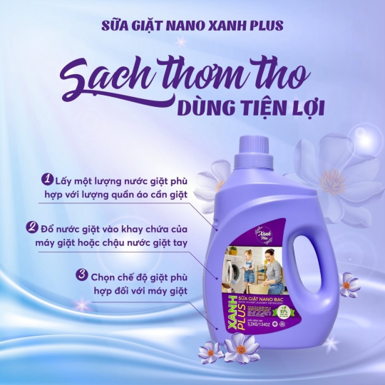 Sữa giặt nano bạc Xanh Plus 1 thùng 4 can 3,2 Lít